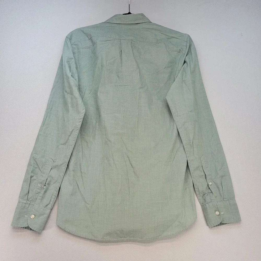 J.Crew Button Down Shirt Mens Small Green Slim Fit Secret Wash BW443 Micro Check